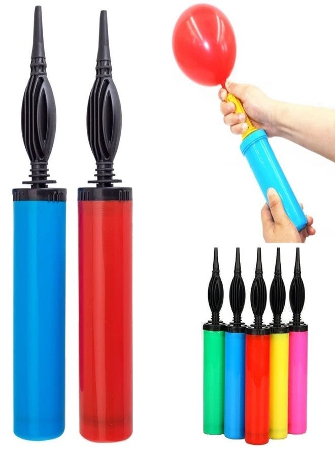 SEMITO Balloon Hand Pump Double Action Manual Air Inflator for Latex & Foil Balloons | Portable Balloon Blower for Birthday, Wedding, Festival & Party Decorations (Multicolour) (Pack of 2) - Image 1